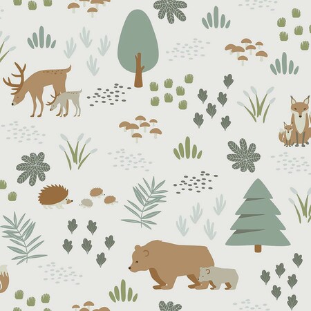 Manhattan Comfort Hereford Finola Moss Bears 33 ft L X 209 in W Wallpaper BR4060-139247